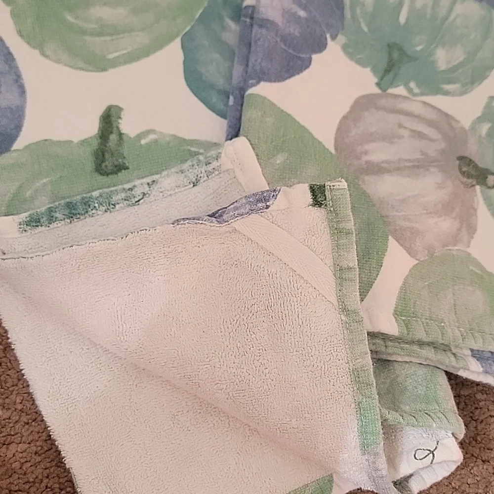 Blue and Green Pumpkin Print Towels